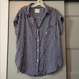 American Eagle check blue and white blouse